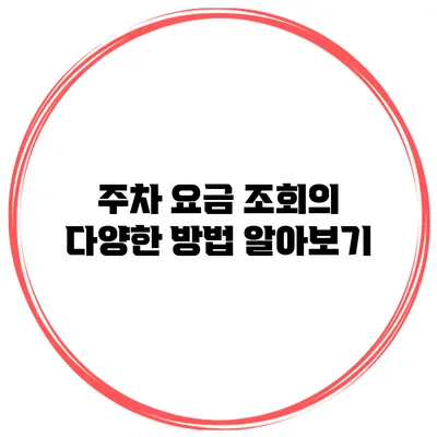 주차 요금 조회의 다양한 방법 알아보기