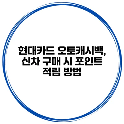 현대카드 오토캐시백, 신차 구매 시 포인트 적립 방법