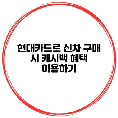 현대카드로 신차 구매 시 캐시백 혜택 이용하기