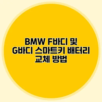 BMW F바디 및 G바디 스마트키 배터리 교체 방법