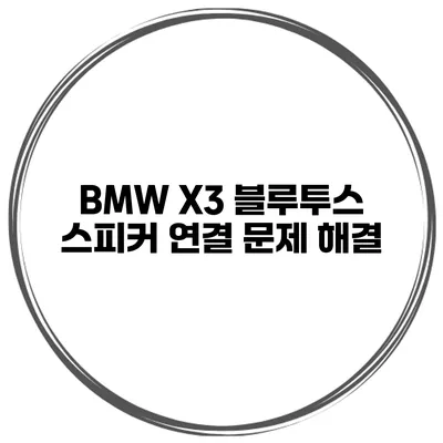 BMW X3 블루투스 스피커 연결 문제 해결