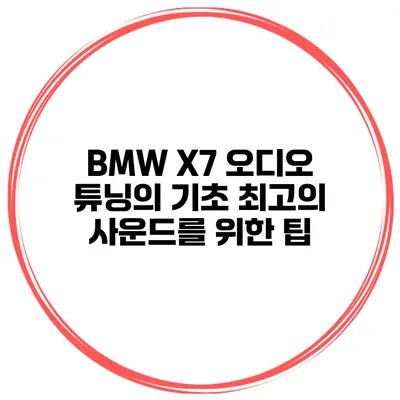BMW X7 오디오 튜닝의 기초 최고의 사운드를 위한 팁