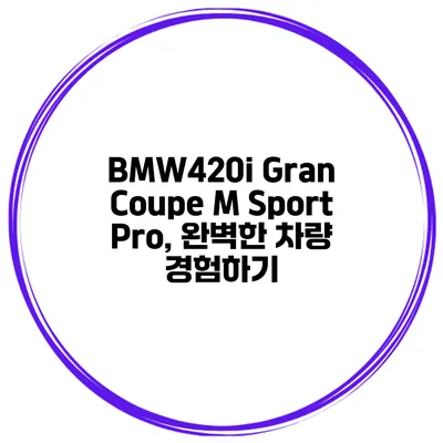 BMW420i Gran Coupe M Sport Pro, 완벽한 차량 경험하기