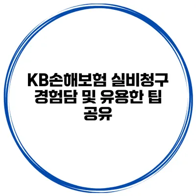 KB손해보험 실비청구 경험담 및 유용한 팁 공유
