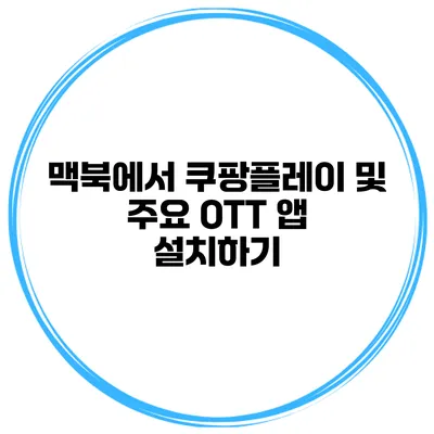 맥북에서 쿠팡플레이 및 주요 OTT 앱 설치하기