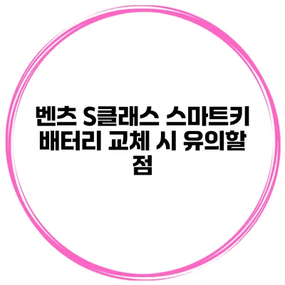 벤츠 S클래스 스마트키 배터리 교체 시 유의할 점