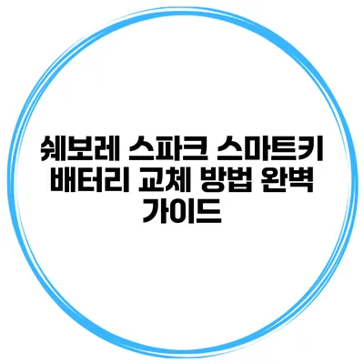 쉐보레 스파크 스마트키 배터리 교체 방법 완벽 가이드