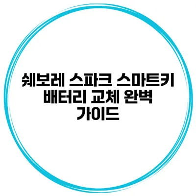 쉐보레 스파크 스마트키 배터리 교체 완벽 가이드