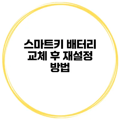 스마트키 배터리 교체 후 재설정 방법