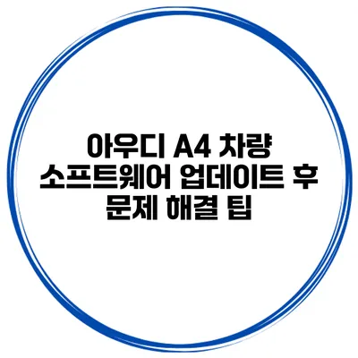 아우디 A4 차량 소프트웨어 업데이트 후 문제 해결 팁