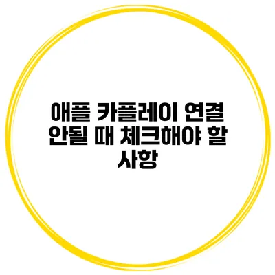 애플 카플레이 연결 안될 때 체크해야 할 사항