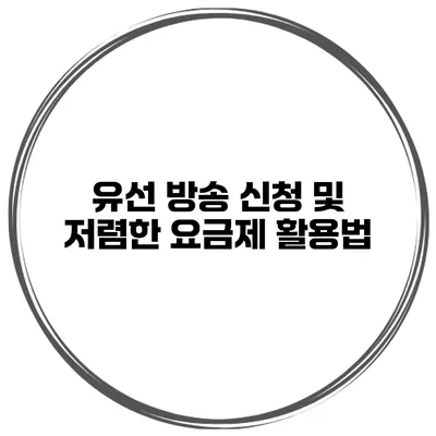 유선 방송 신청 및 저렴한 요금제 활용법