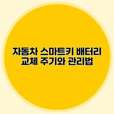 자동차 스마트키 배터리 교체 주기와 관리법