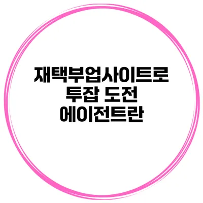 재택부업사이트로 투잡 도전 에이전트란?